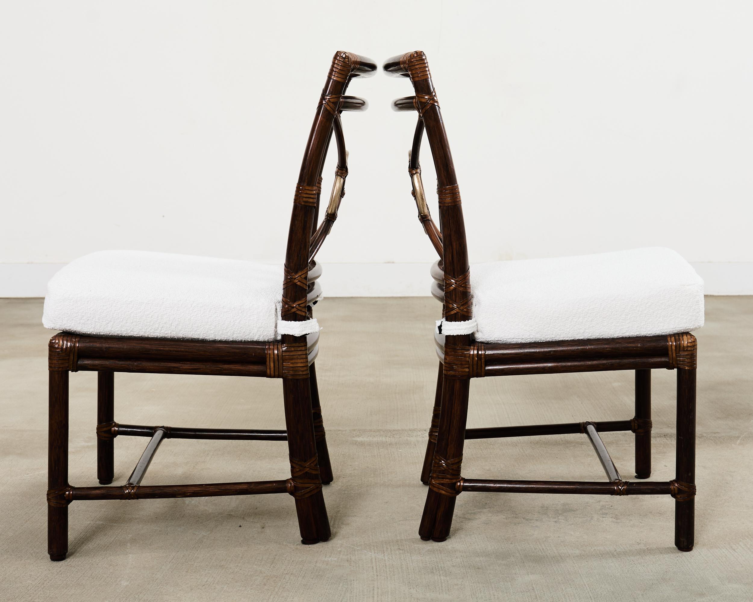 Set di quattro sedie da pranzo McGuire Rattan Target in Boucle in vendita 2