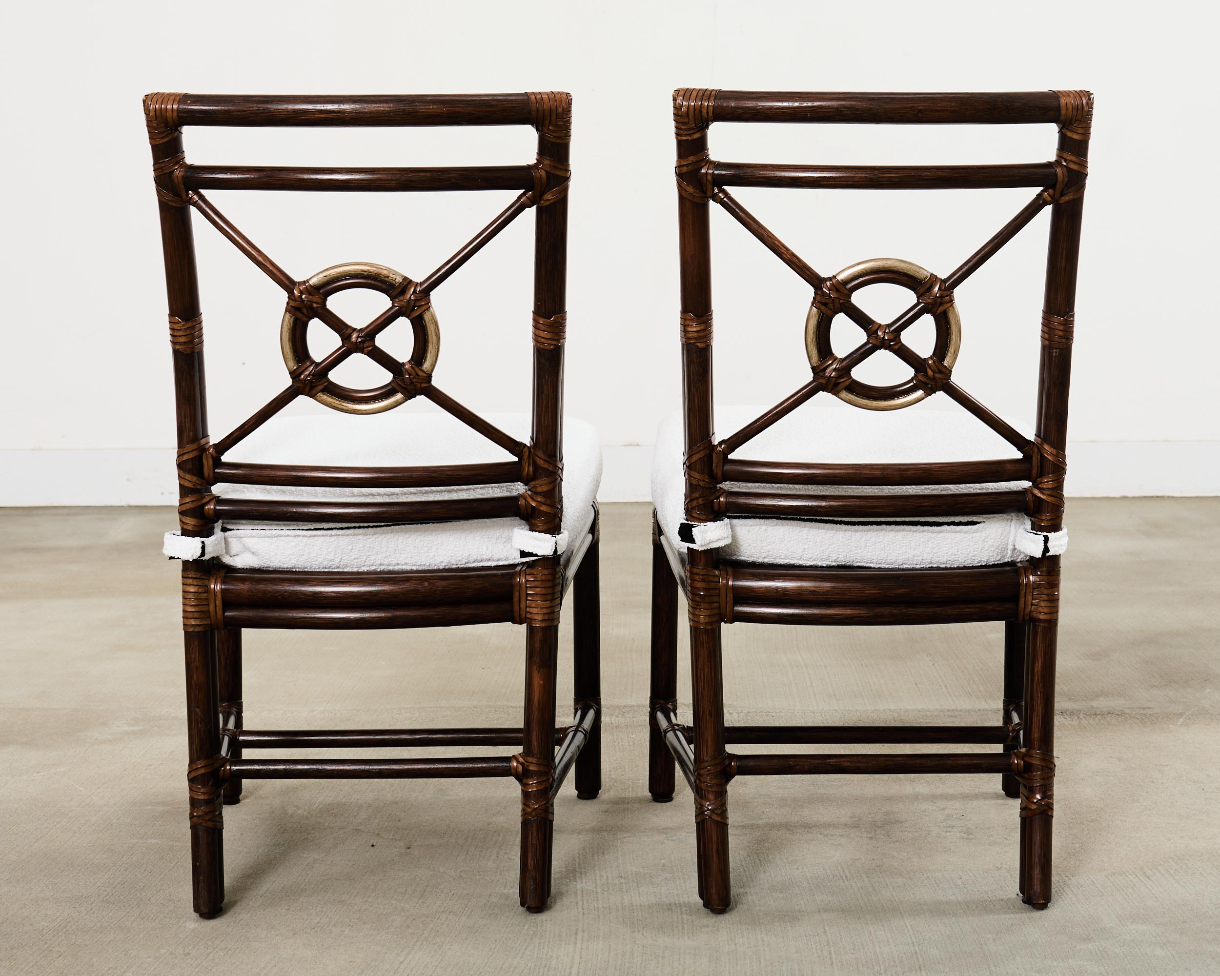 Set di quattro sedie da pranzo McGuire Rattan Target in Boucle in vendita 3