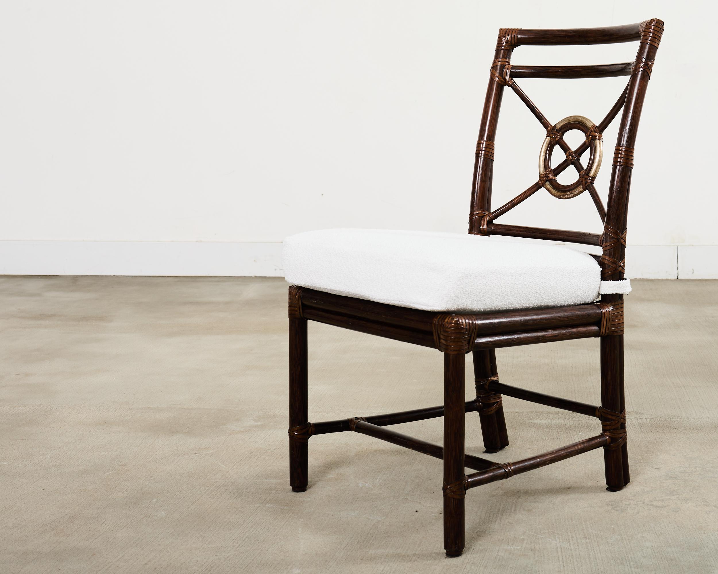 Set di quattro sedie da pranzo McGuire Rattan Target in Boucle in vendita 4