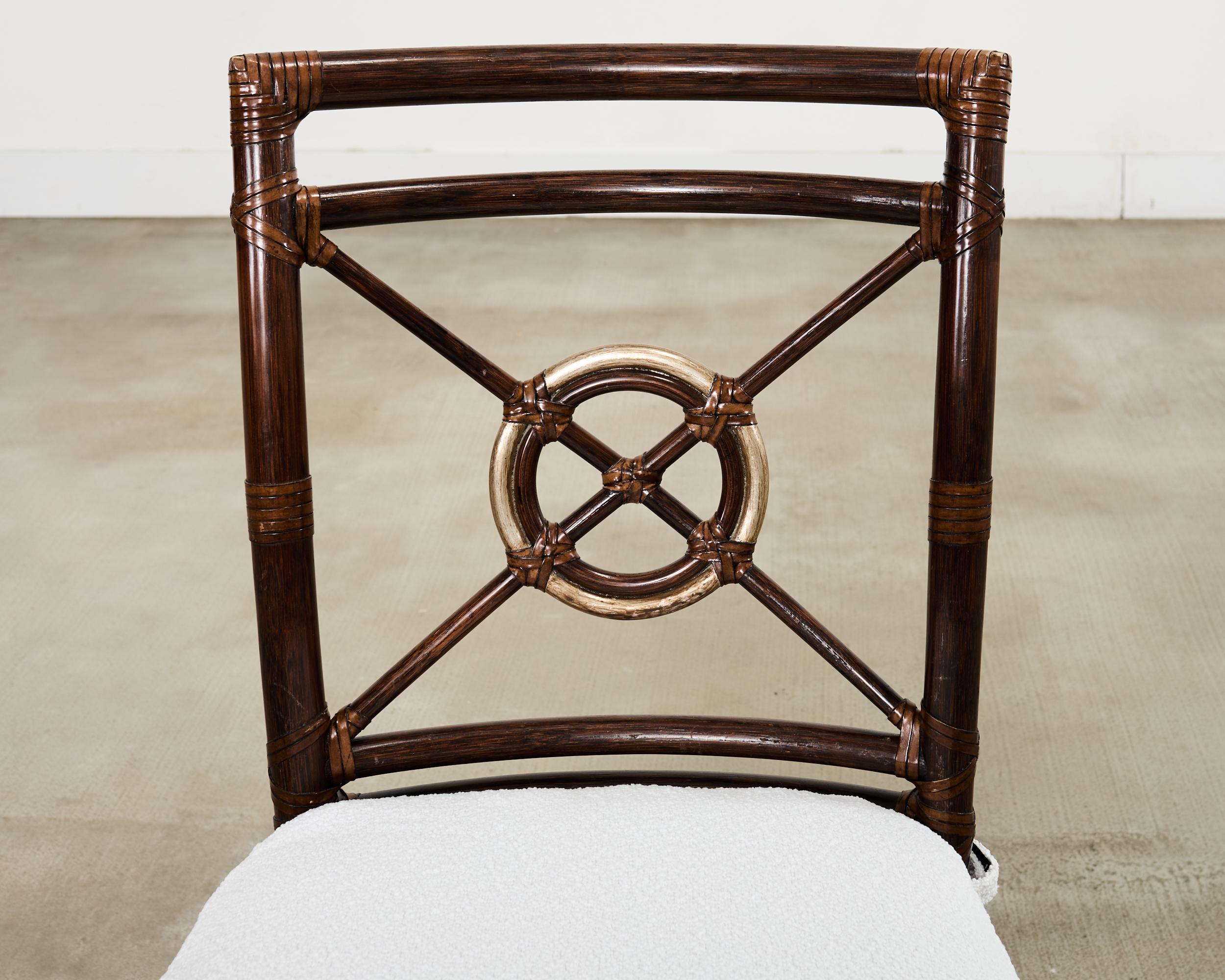 Set di quattro sedie da pranzo McGuire Rattan Target in Boucle in vendita 6