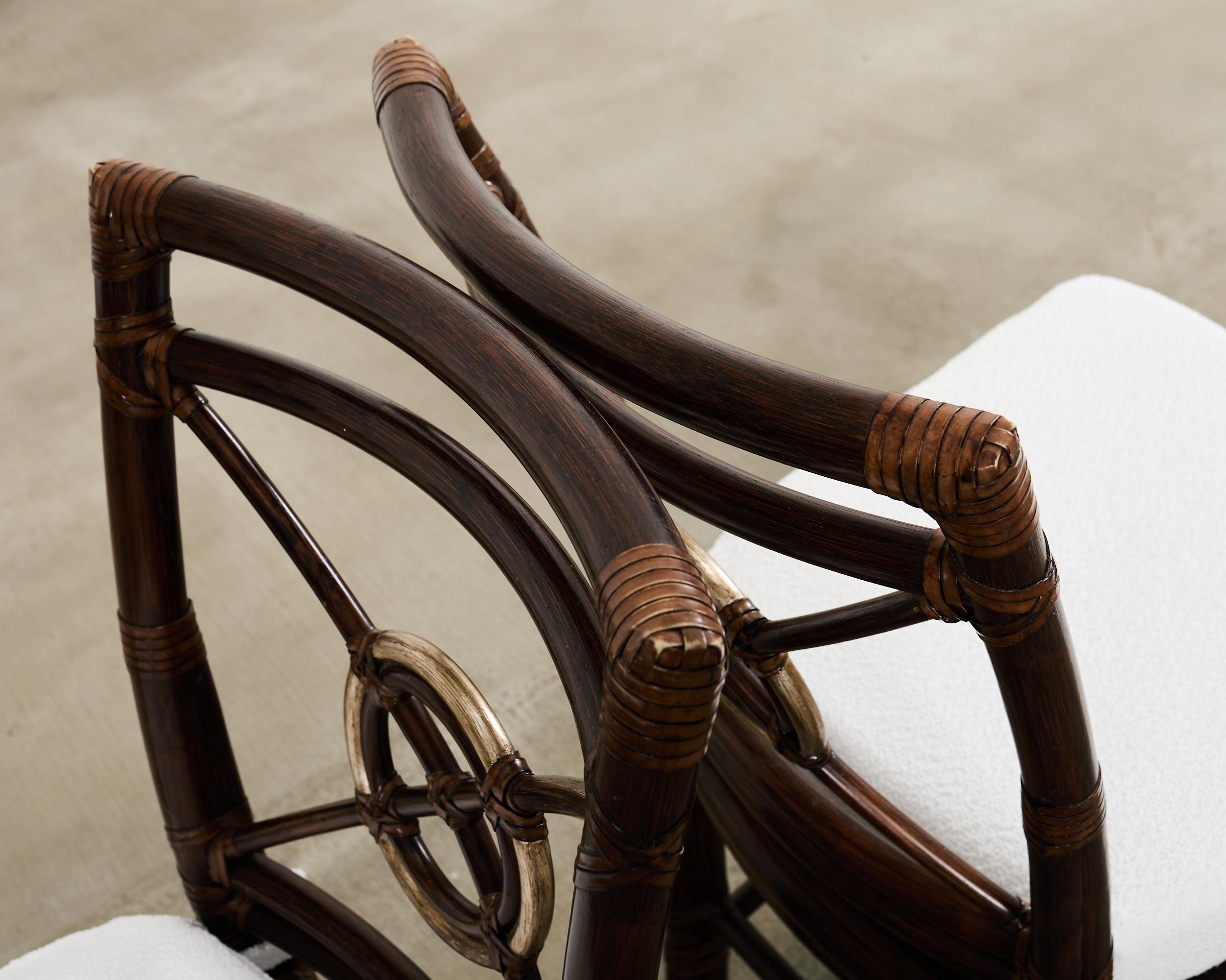 Set di quattro sedie da pranzo McGuire Rattan Target in Boucle in vendita 1