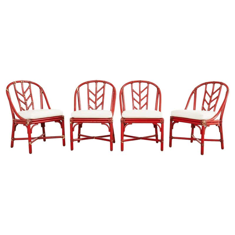 Set of Six McGuire Organic Modern Rattan Target Dining Chairs at 1stDibs