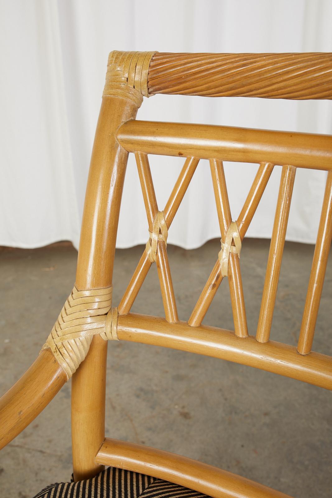 Set of Four McGuire Style Bamboo Rattan Dining Armchairs 5
