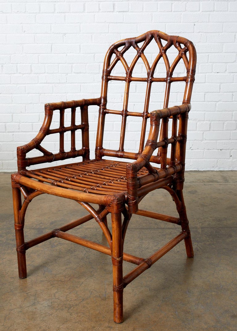 Set of Four McGuire Style Bamboo Rattan Dining Chairs at 1stDibs