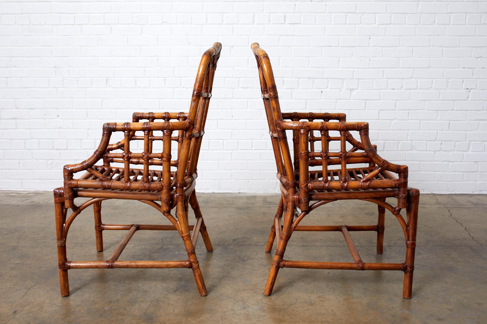 Set of Four McGuire Style Bamboo Rattan Dining Chairs 8