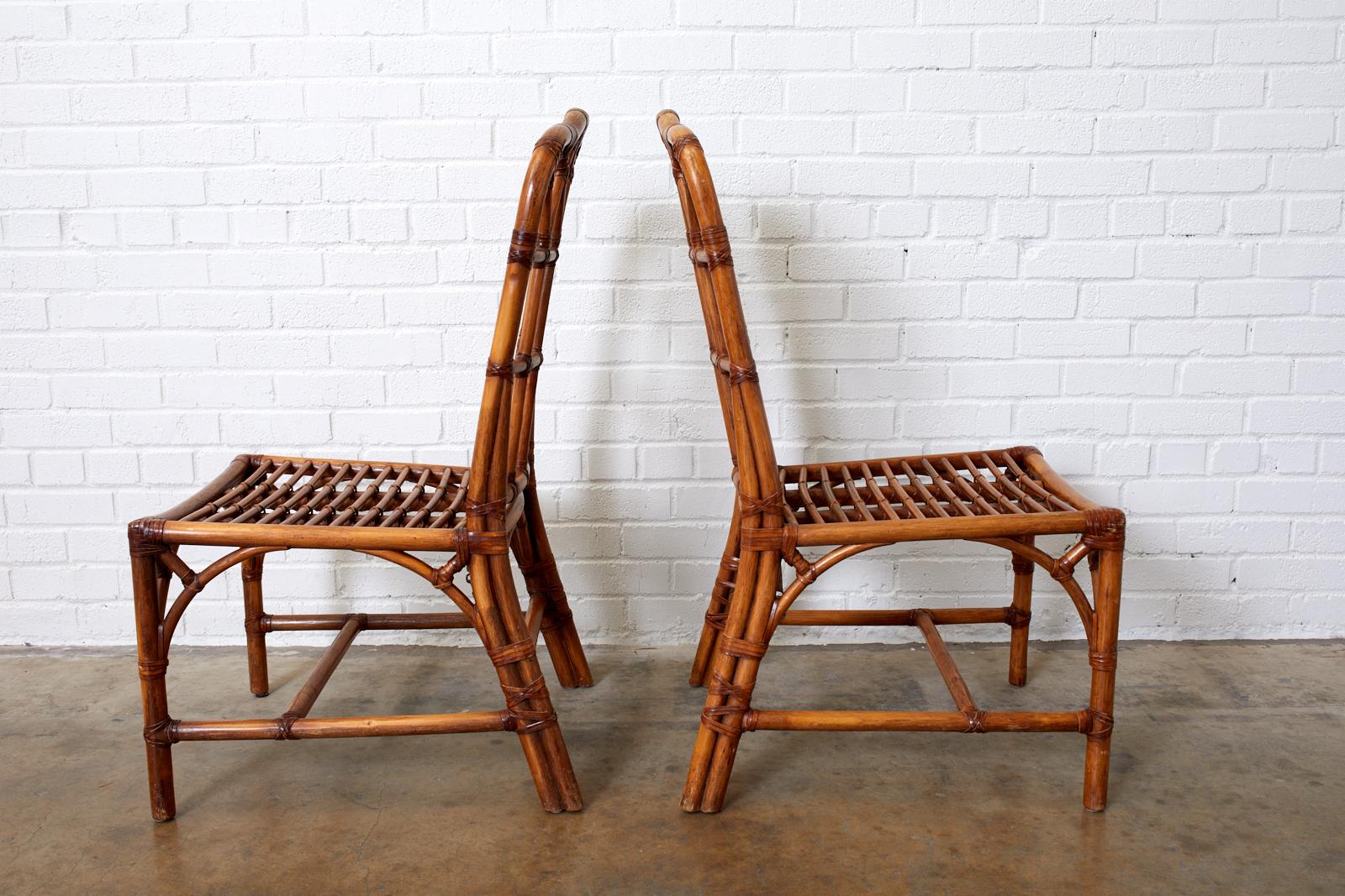 Set of Four McGuire Style Bamboo Rattan Dining Chairs 2