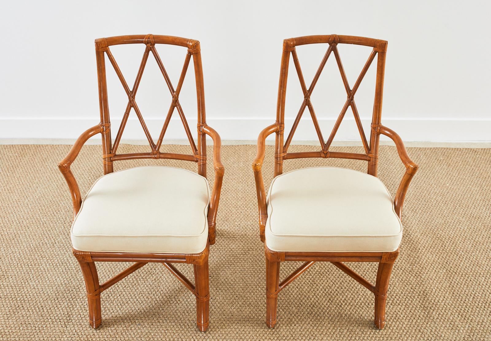 Set of Four McGuire Style Organic Modern Rattan Dining Chairs In Good Condition In Rio Vista, CA