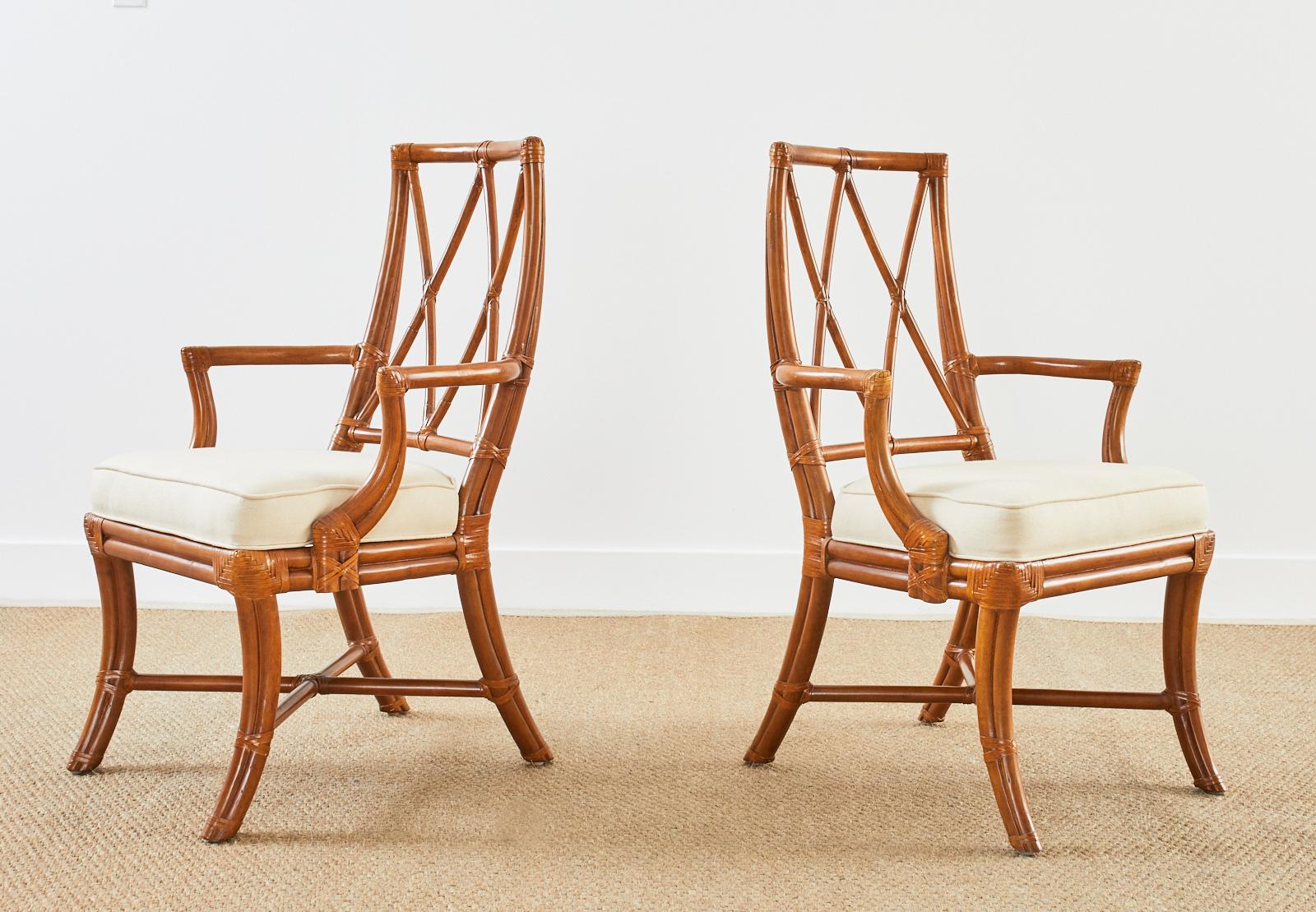 Set of Four McGuire Style Organic Modern Rattan Dining Chairs 1