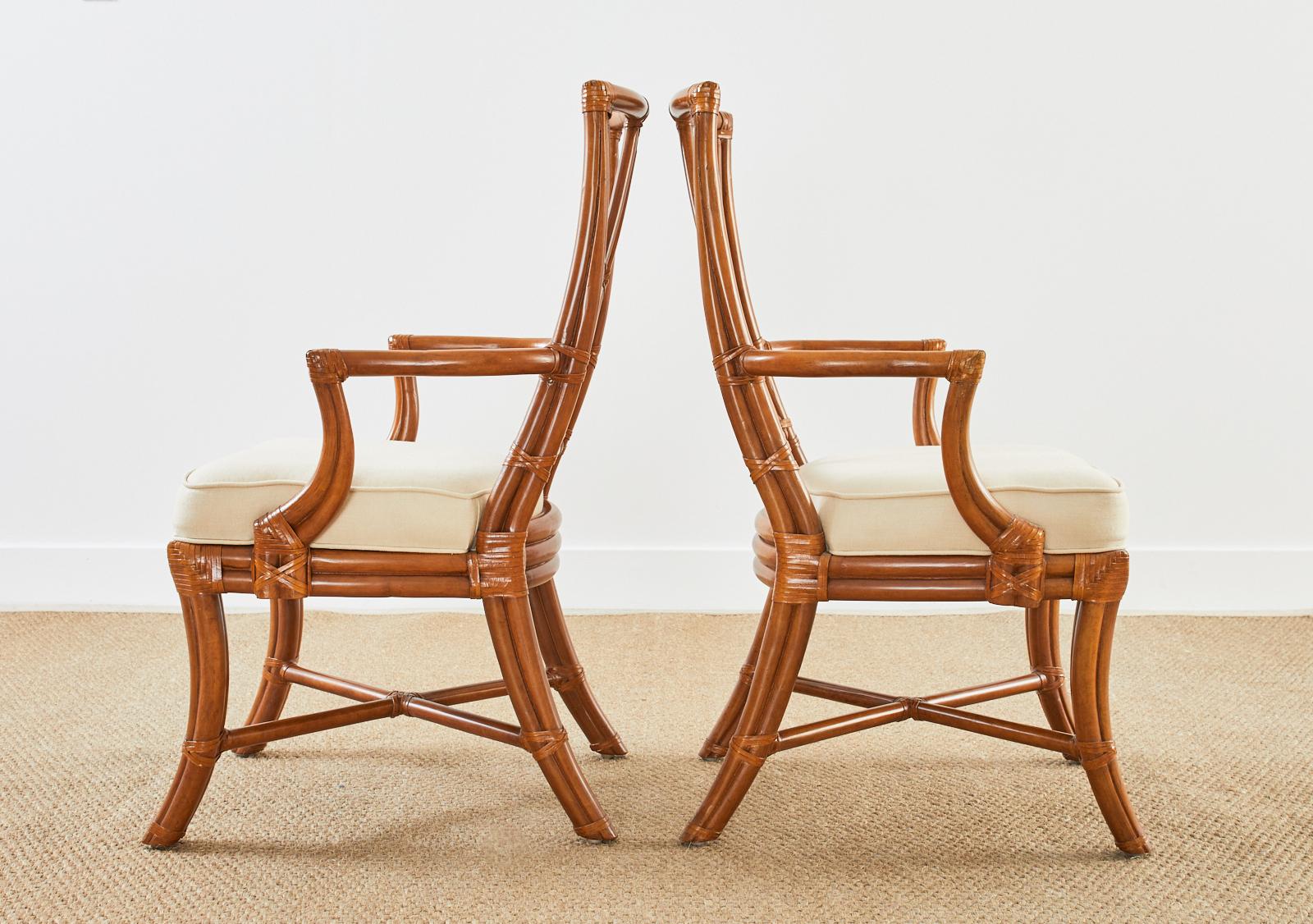 Set of Four McGuire Style Organic Modern Rattan Dining Chairs 2