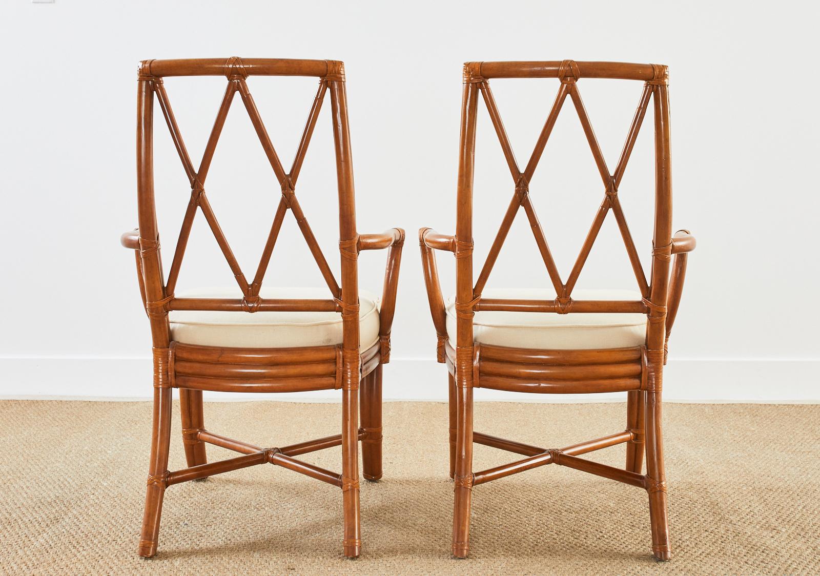 Set of Four McGuire Style Organic Modern Rattan Dining Chairs 3