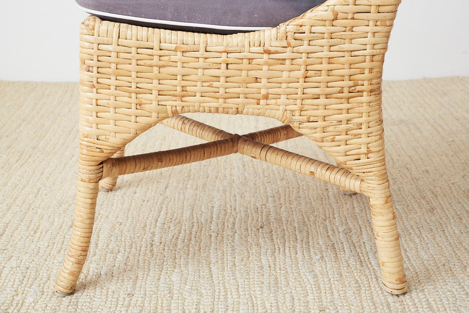 Set of Four McGuire Woven Rattan Wicker Dining Chairs 2