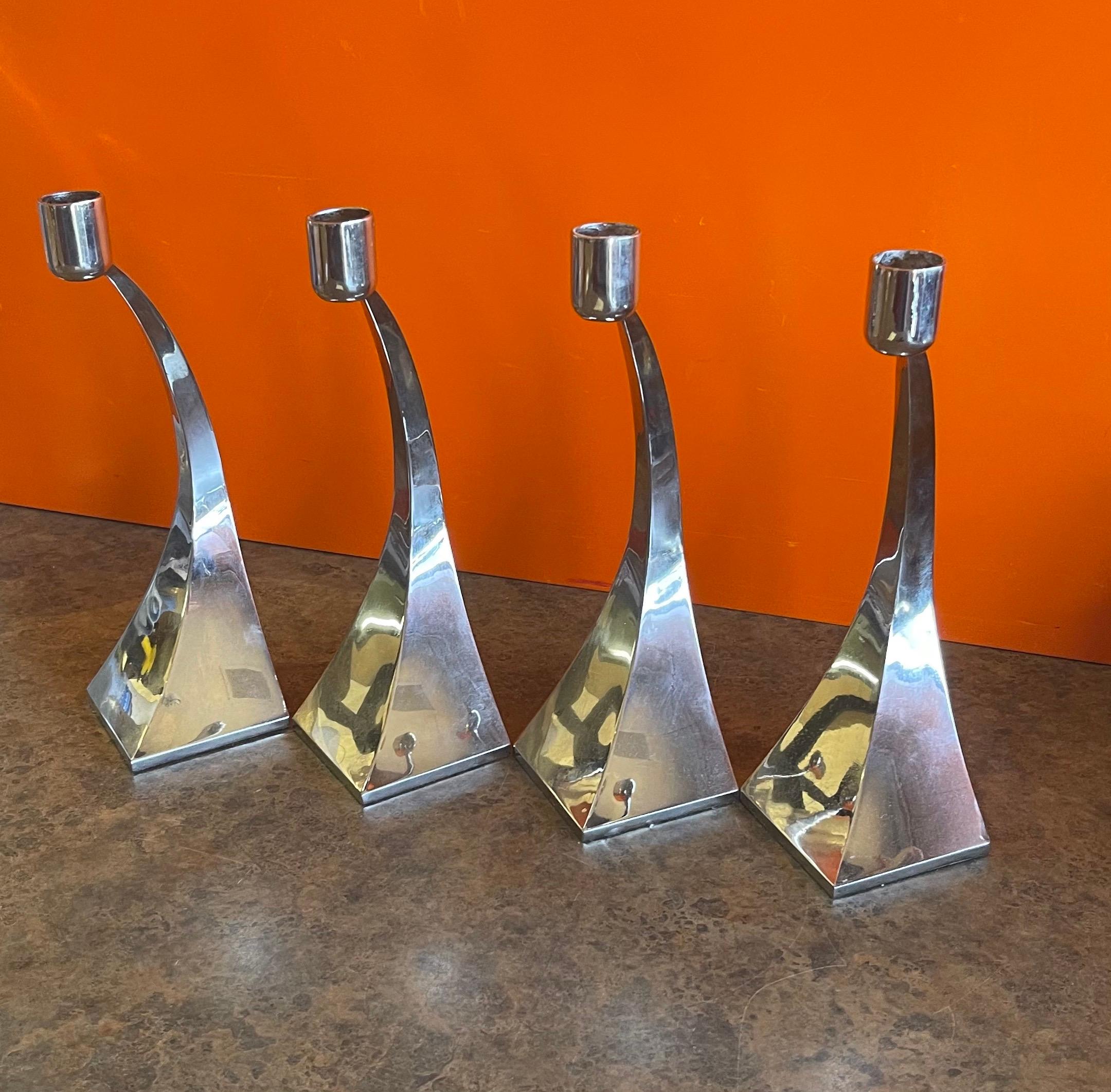 Set of Four MCM Chrome Candlesticks For Sale 1