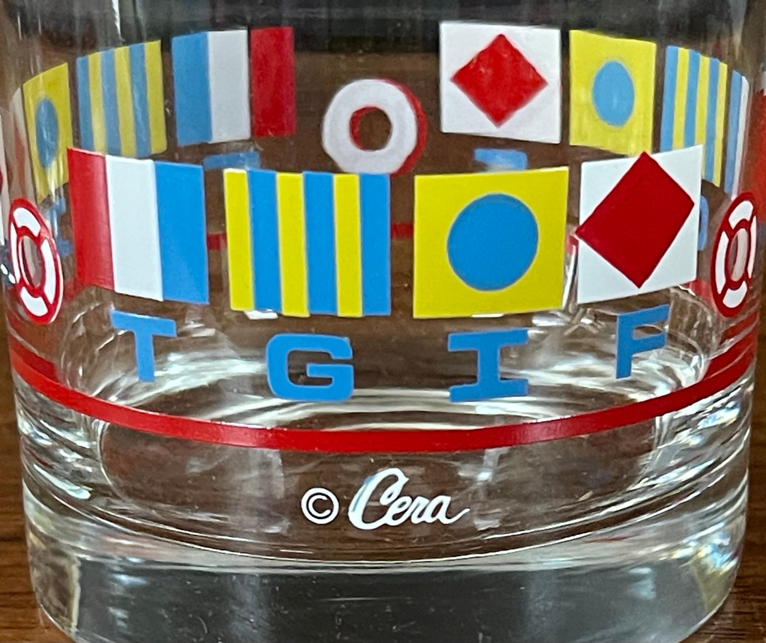 Ensemble de quatre verres longs MCM « TGIF / Nautical Flags » par Cera en vente 8