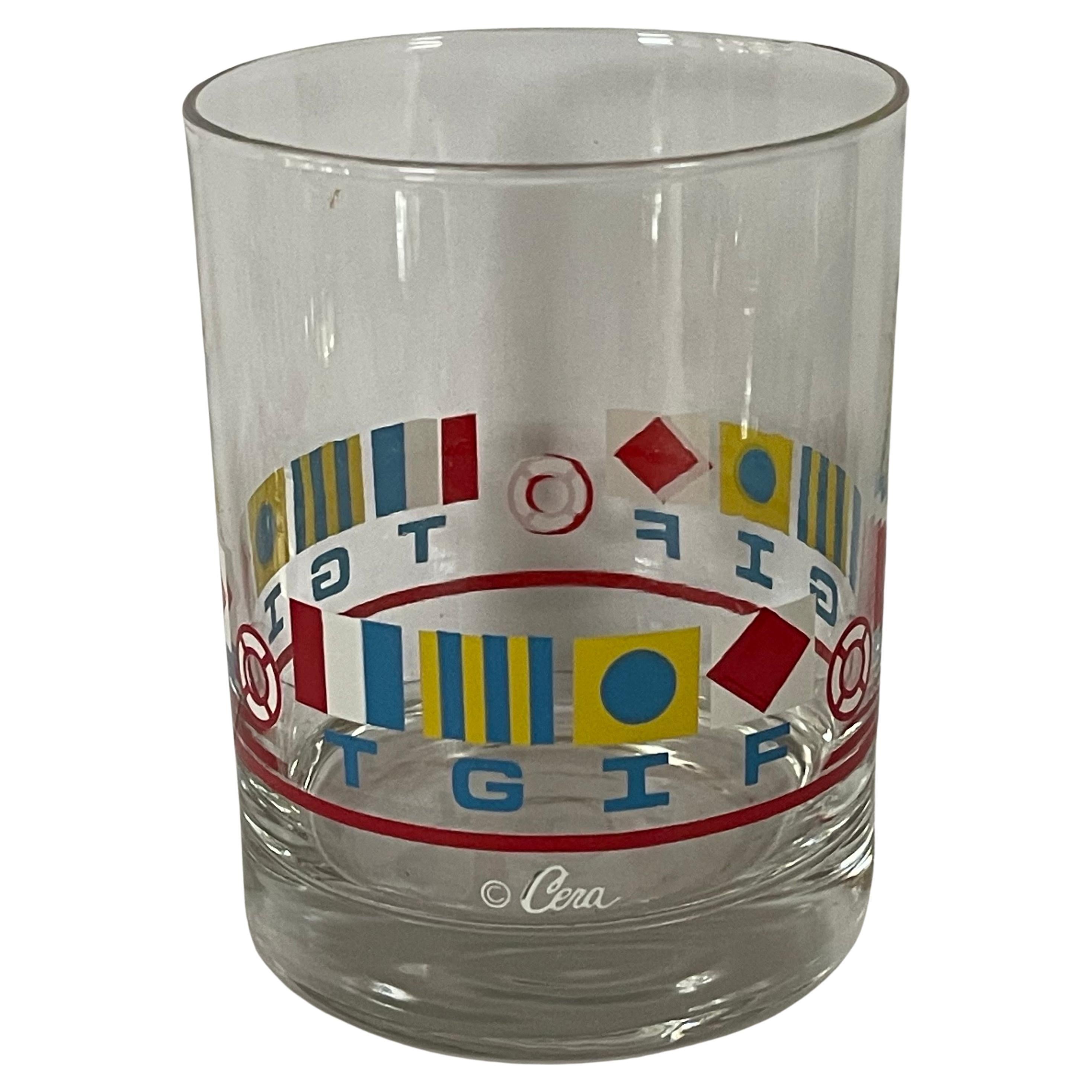 Ensemble de quatre verres longs MCM « TGIF / Nautical Flags » par Cera Excellent état - En vente à San Diego, CA