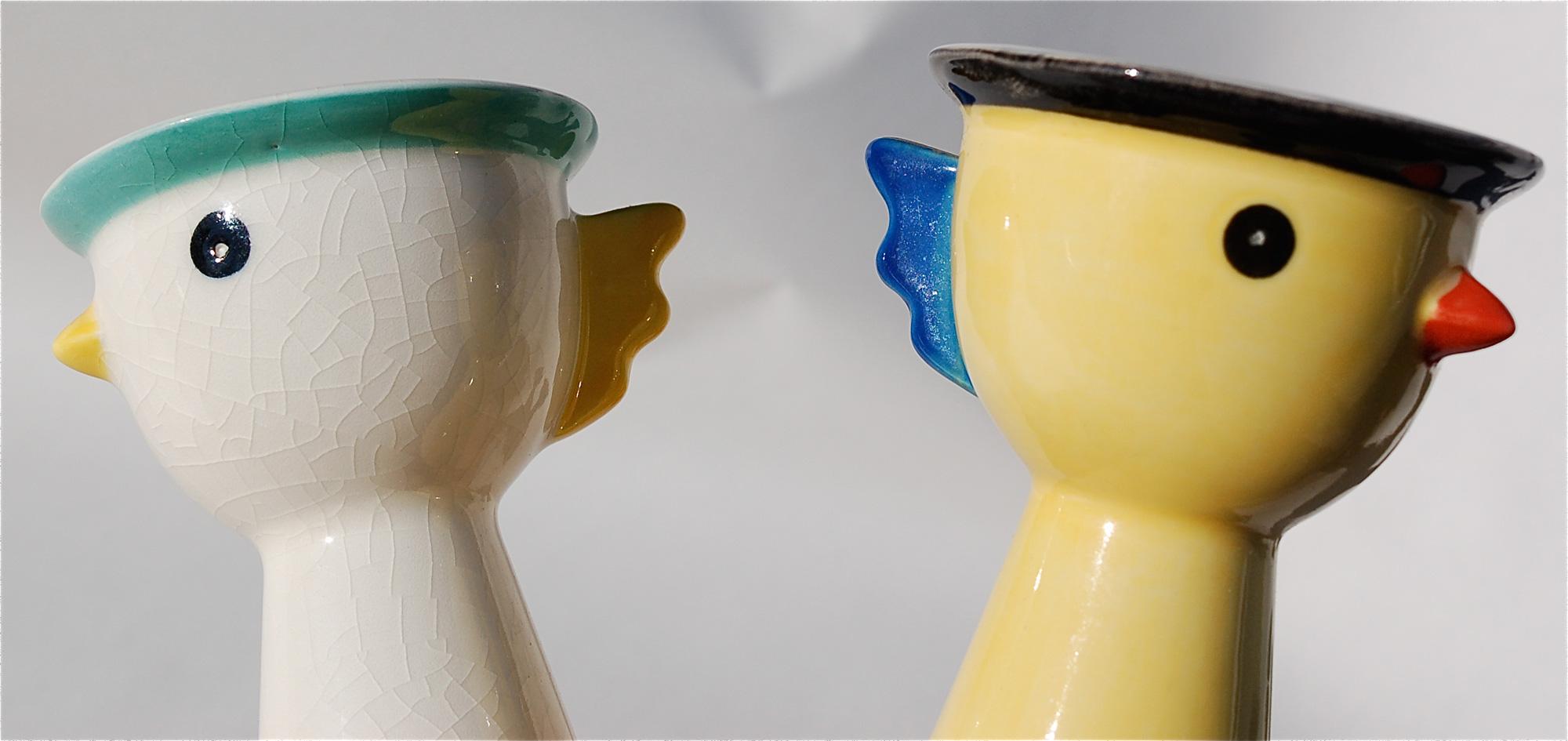 Glazed Set of Four Memphis Style Egg Cups, 1980s