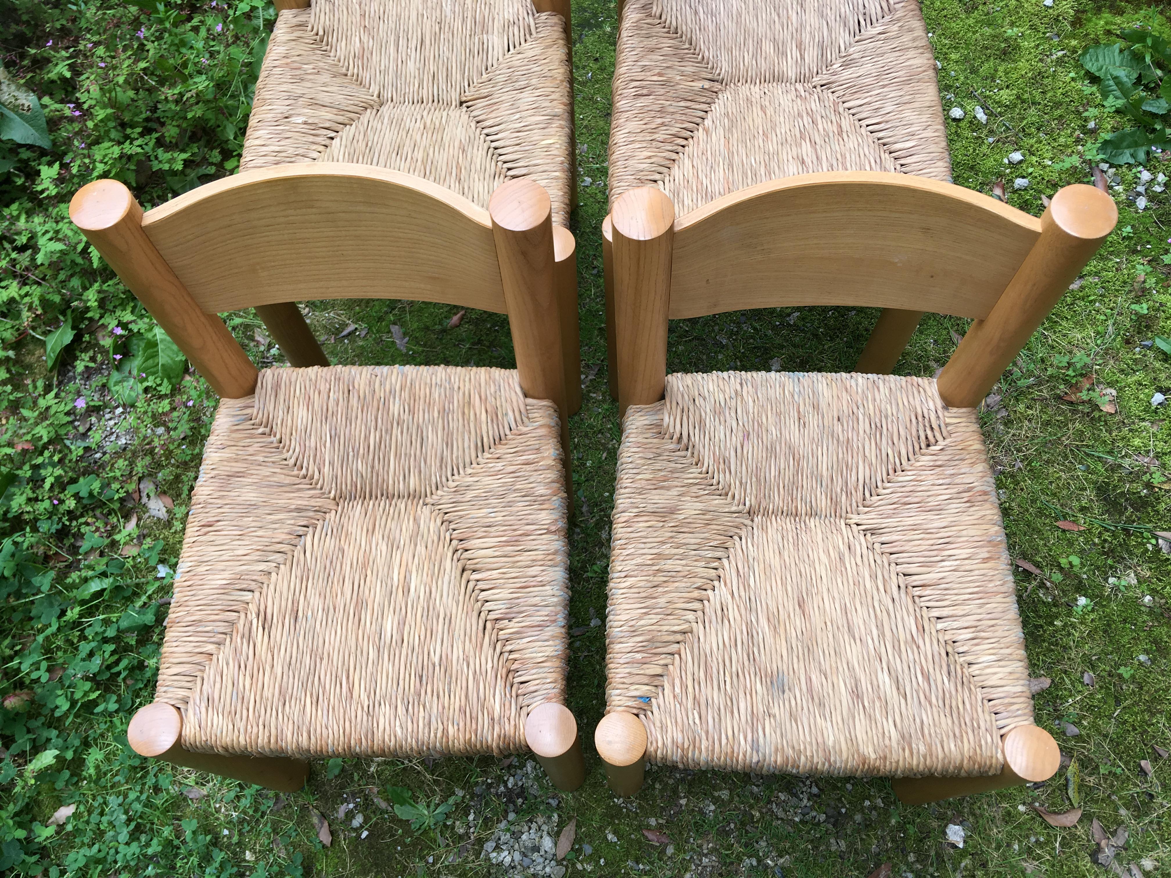 Set of four solid ash and woven strove 
