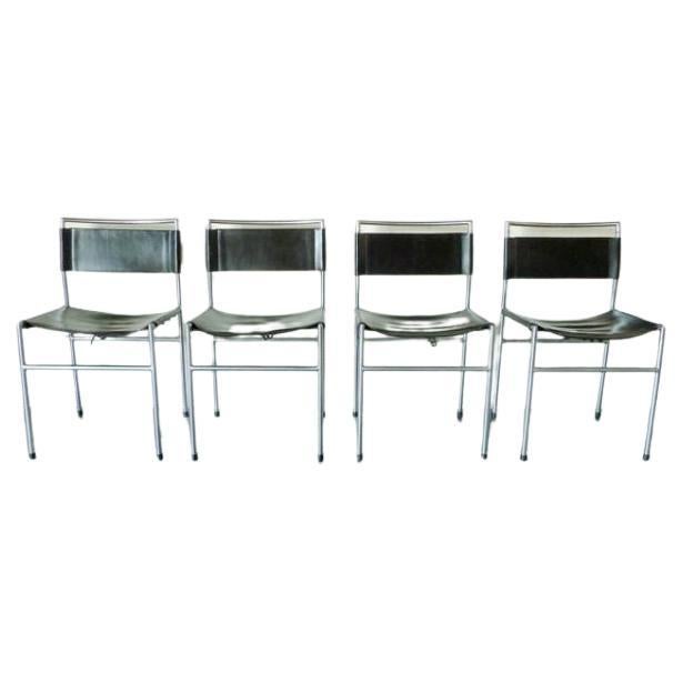 Set of Four Metaform Dining Chairs Made of Solid Chrome For Sale
