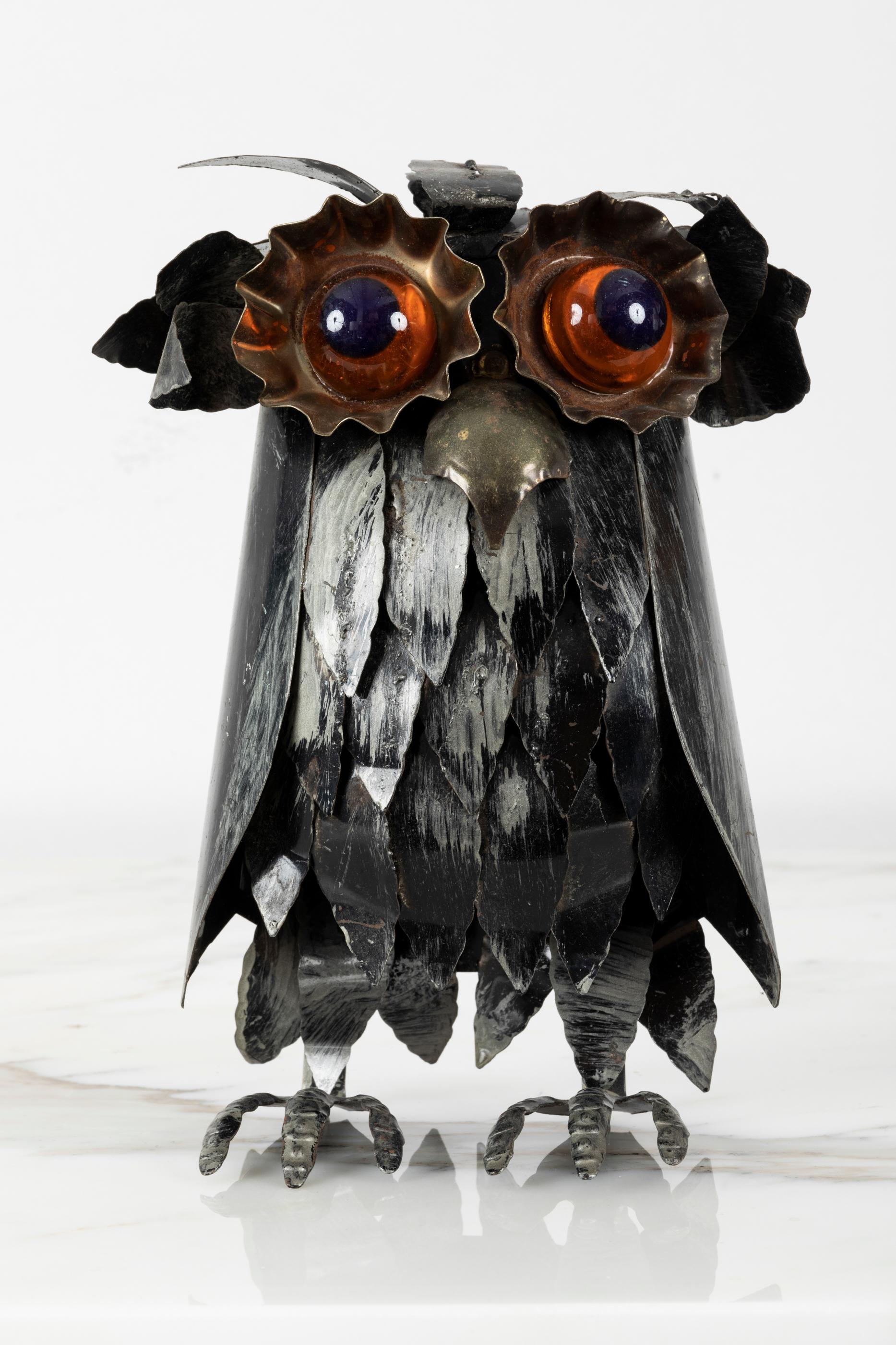 Set of Four Metal Brutalist Owls For Sale 4