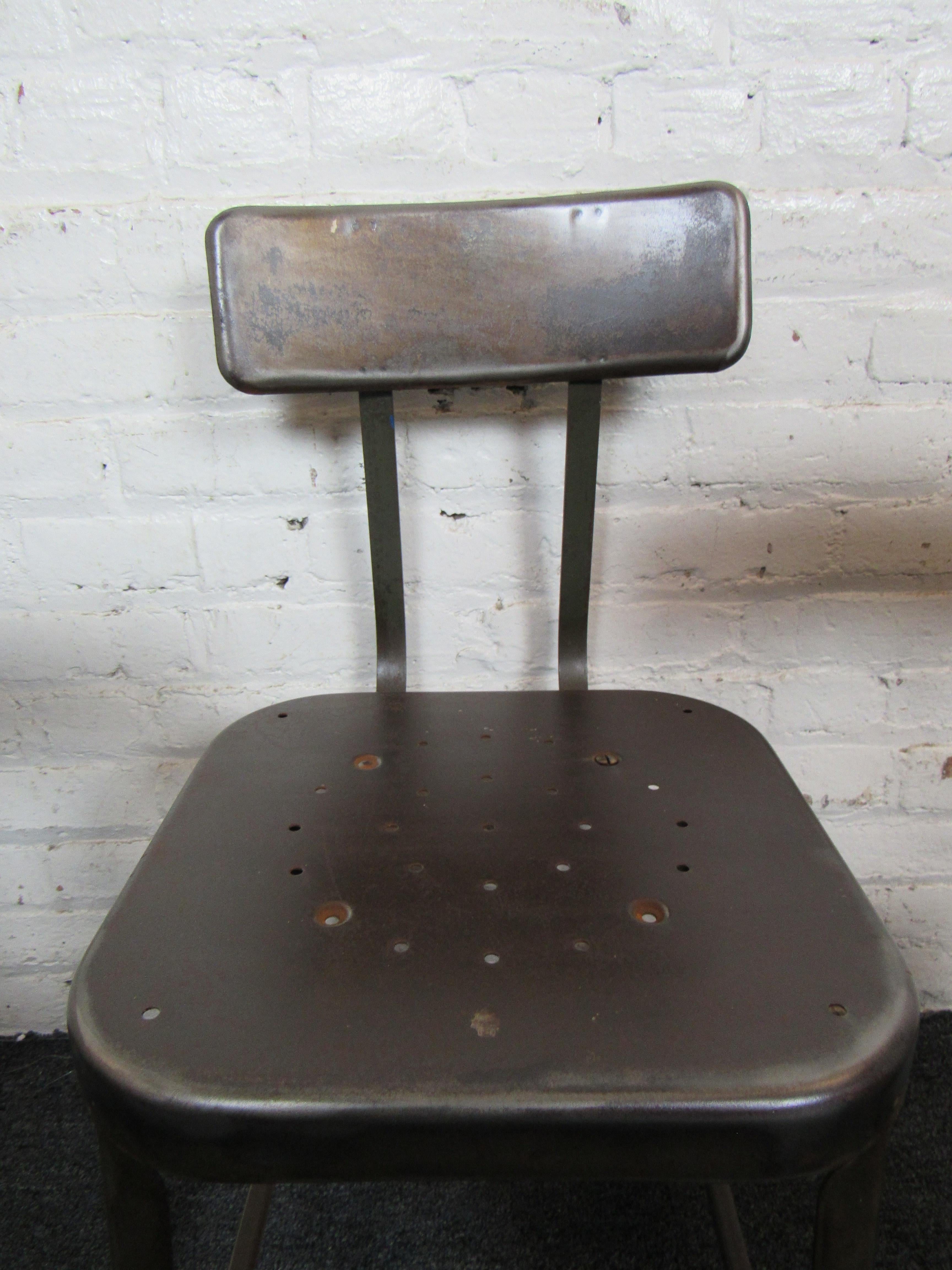 Set of Four Metal Factory Chairs  For Sale 2