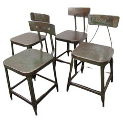 Set of Four Metal Factory Chairs 
