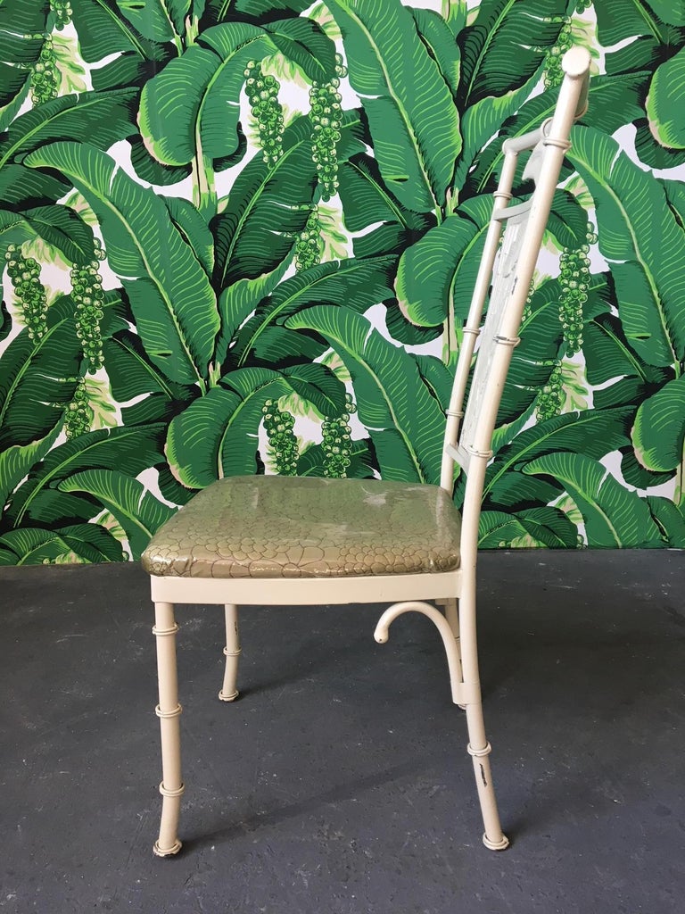 Set of Four Metal Faux Bamboo Palm Tree Chairs For Sale at 1stDibs