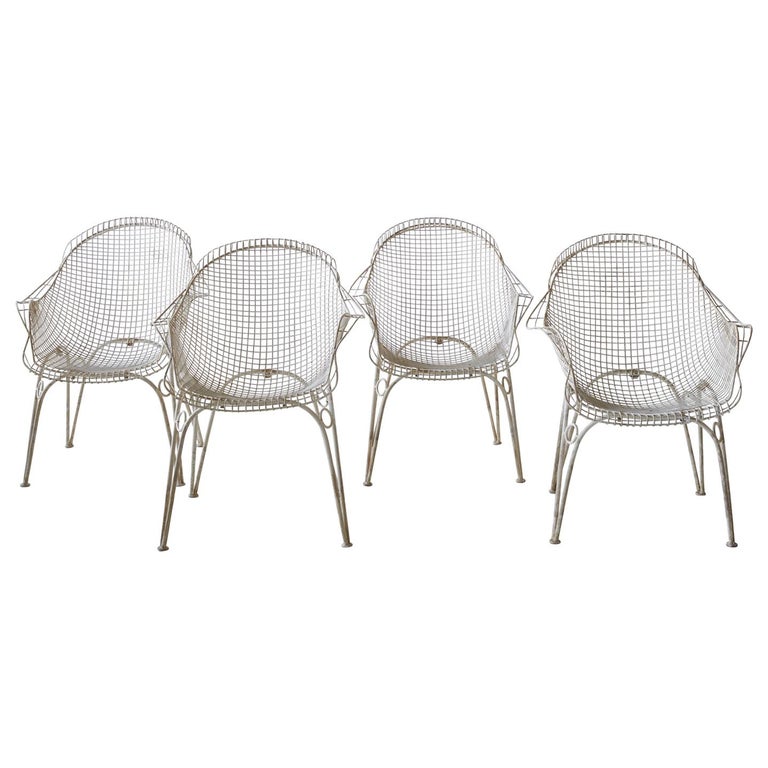 Set Of Four Metal Outdoor Chairs At 1stdibs, Outdoor Metal Chairs With Arms
