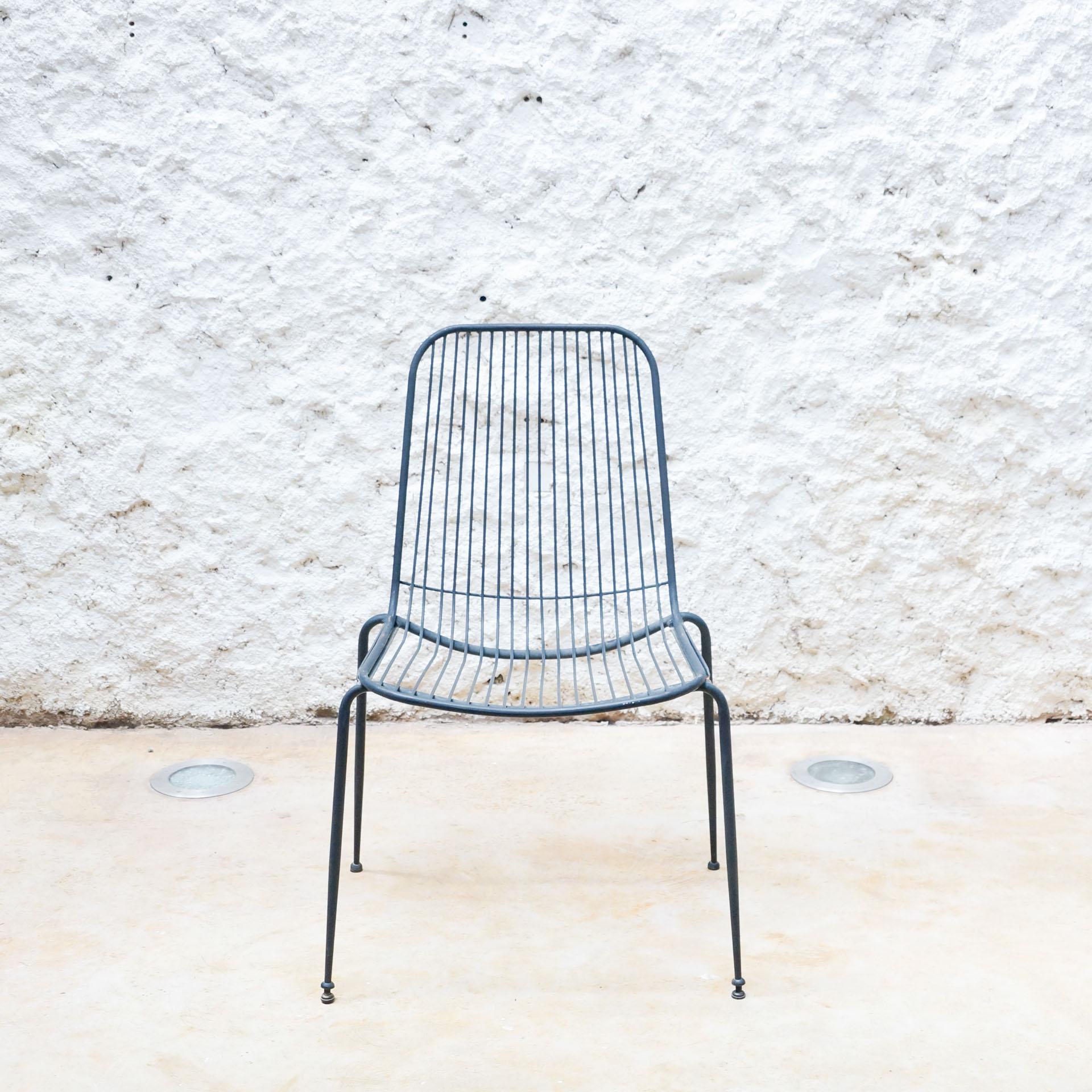 Mid-Century Modern Set of Four Metal Rod Garden Chairs, circa 1970