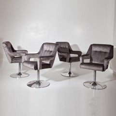 Set of Four Metal Swivel Chairs, Italy, Mid-20th Century
