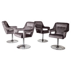Vintage Set of Four Metal Swivel Chairs, Italy, Mid-20th Century