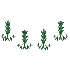 Set of Four Metal Vintage Frond Sconces