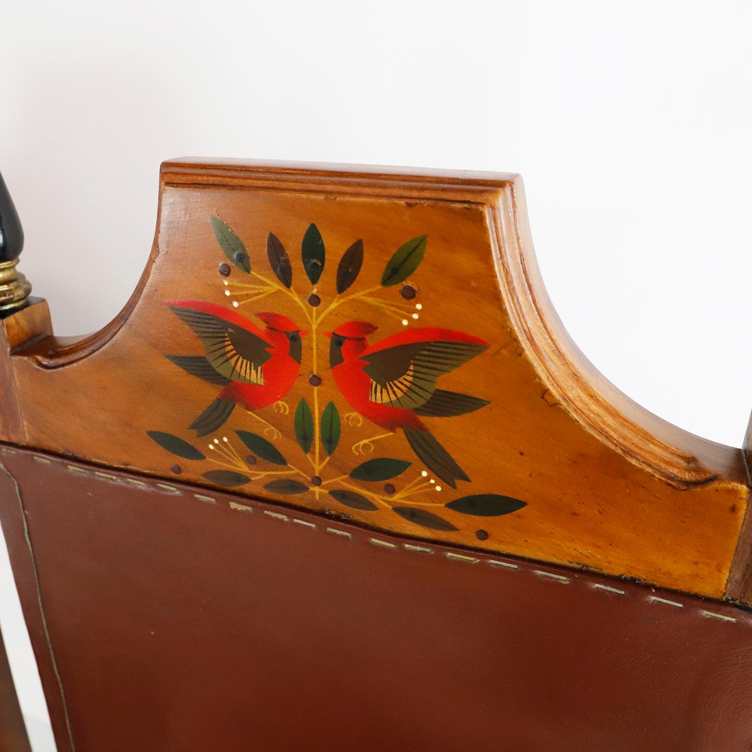 Set aus vier mexikanischen Stühlen, entworfen und handbemalt von Alejandro Rangel Hidalgo (Moderne der Mitte des Jahrhunderts) im Angebot