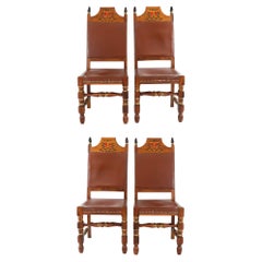 Vintage Set of Four Mexican Chairs Designed and Hand Painted by Alejandro Rangel Hidalgo
