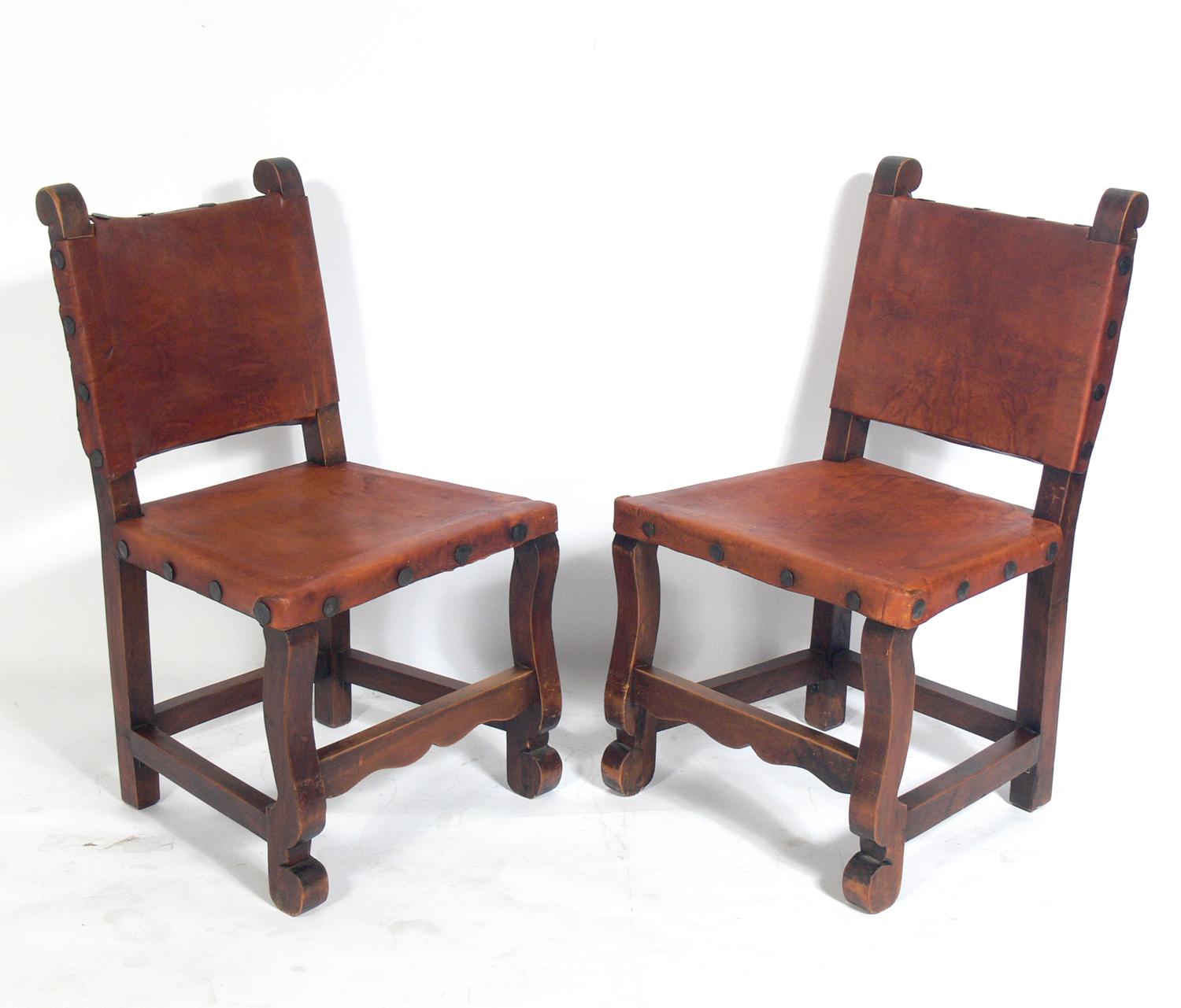 Mexican Leather Dining Chairs, Mexican Leather And Wood Chairs
