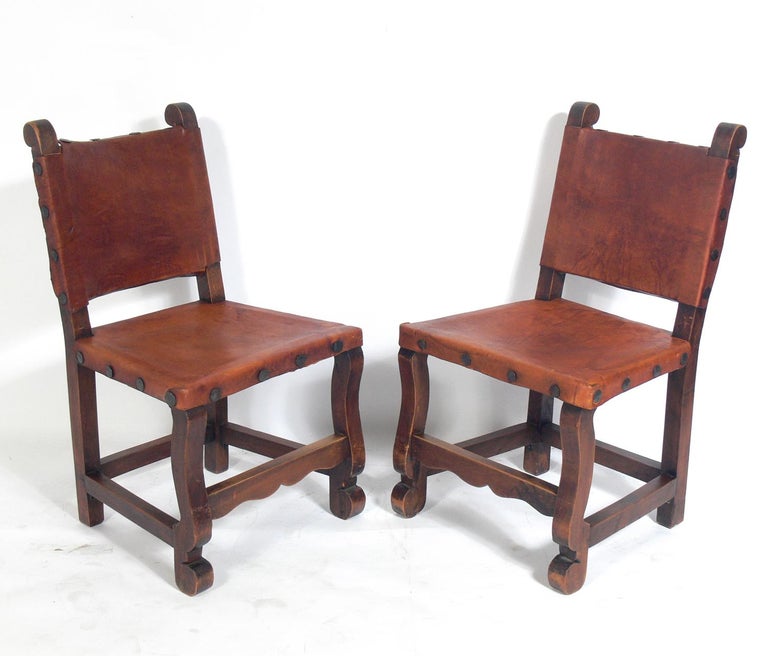 Set of Four Mexican Leather Dining Chairs at 1stDibs