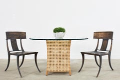 Set of Four Michael Taylor Bronzed Metal Klismos Dining Chairs