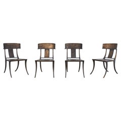 Set of Four Michael Taylor Bronzed Metal Klismos Dining Chairs