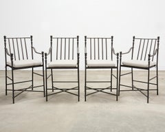 Set of Four Michael Taylor Montecito Bronzed Garden Barstools