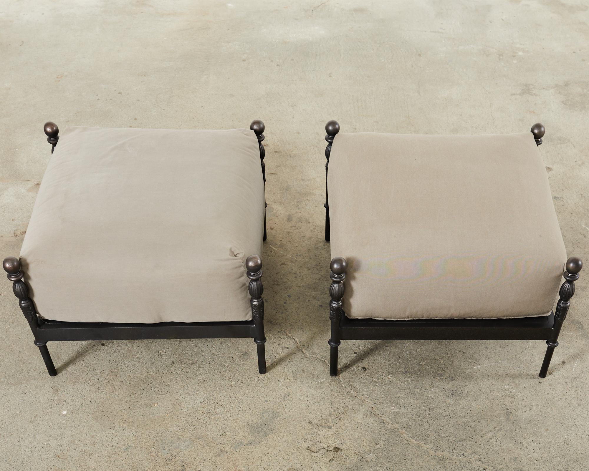 Set of Four Michael Taylor Montecito Chairs with Two Ottomans 12