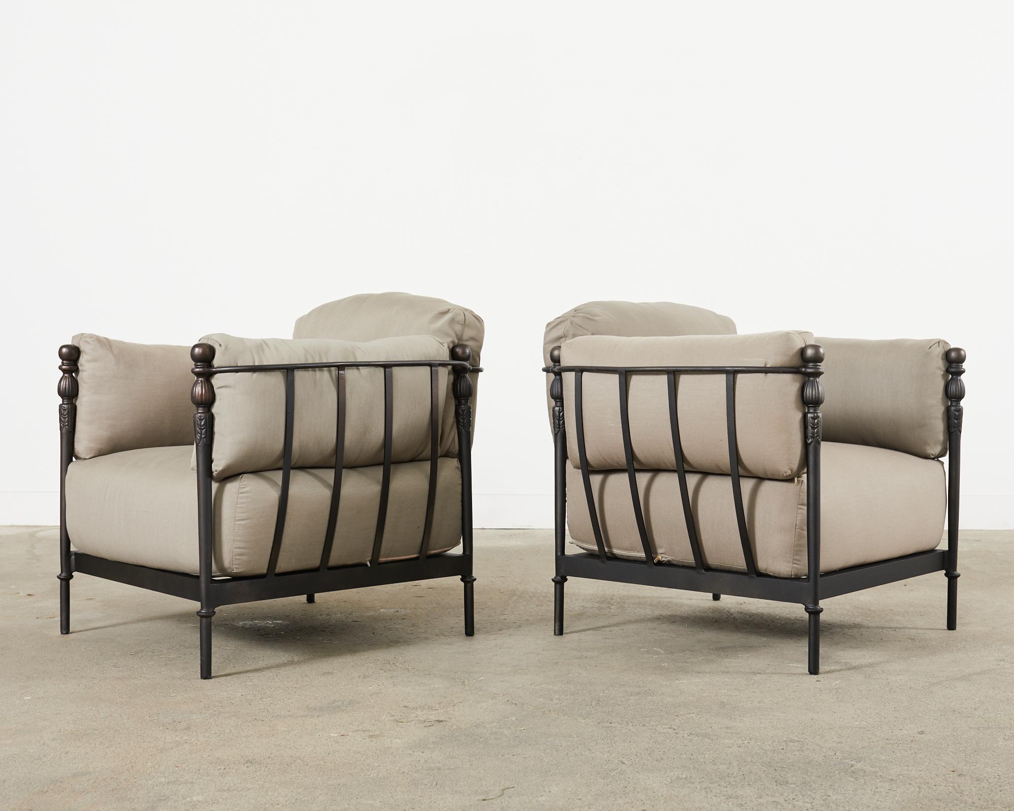 Set of Four Michael Taylor Montecito Chairs with Two Ottomans In Good Condition In Rio Vista, CA