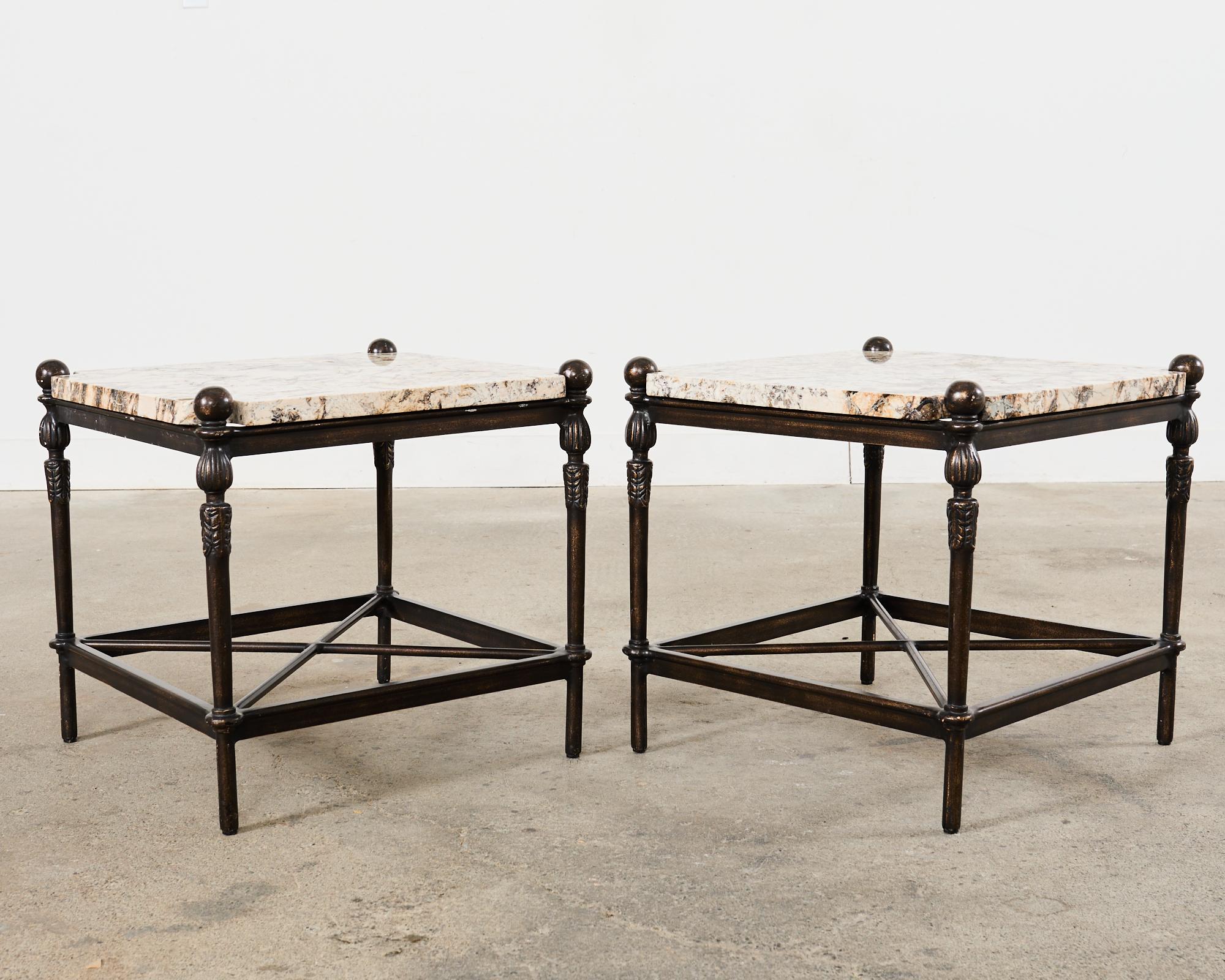 Set of Four Michael Taylor Montecito Chairs with Two Tables 10
