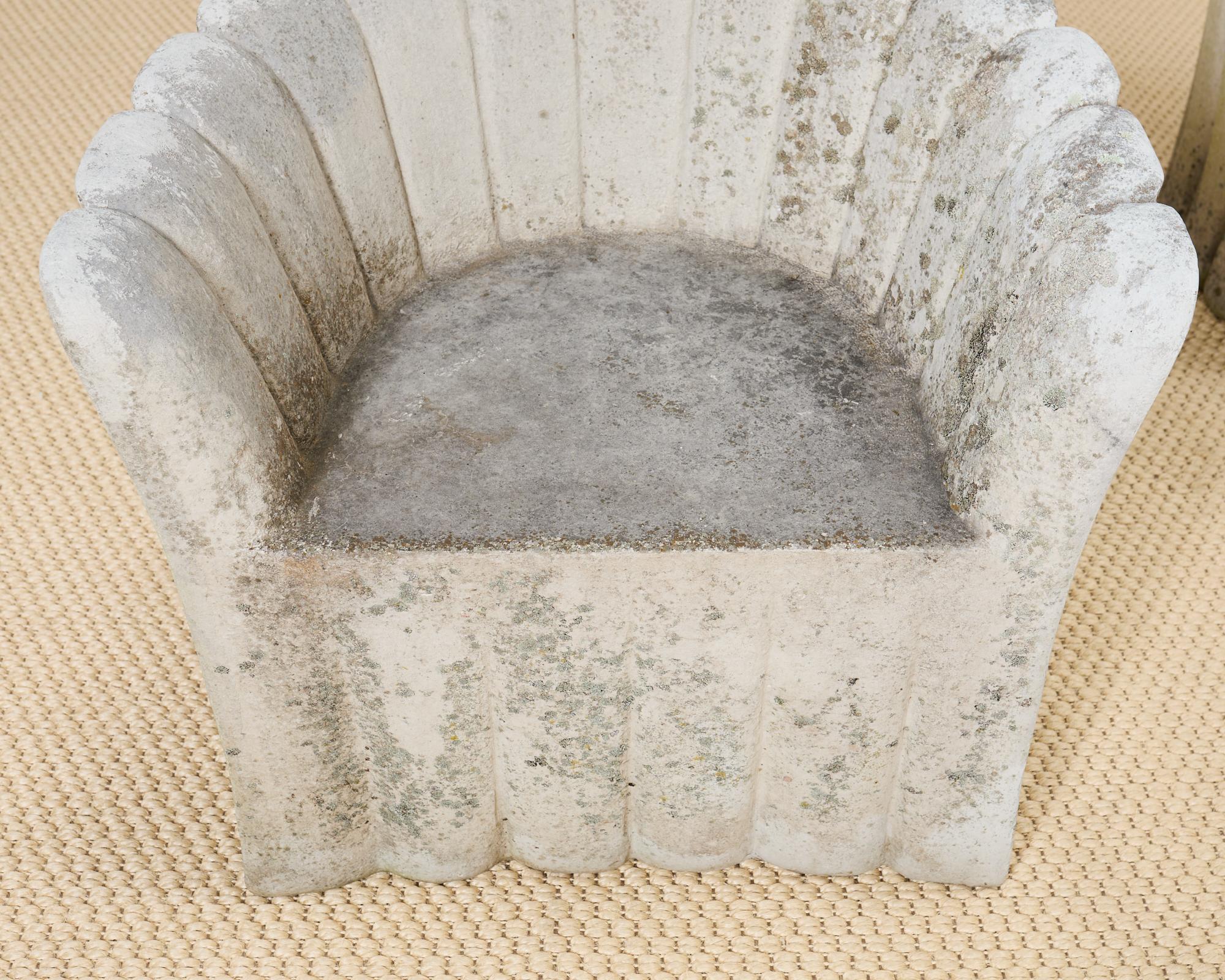 Set of Four Michael Taylor Style Faux Stone Tulip Garden Chairs 7