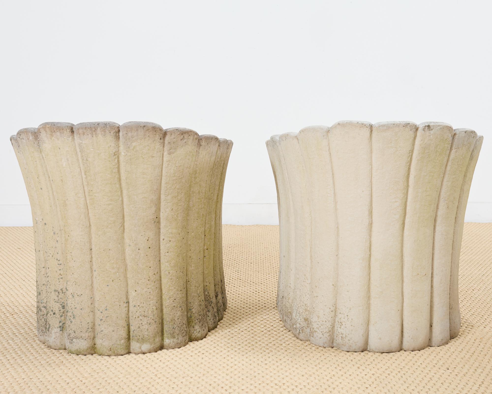 Set of Four Michael Taylor Style Faux Stone Tulip Garden Chairs 11