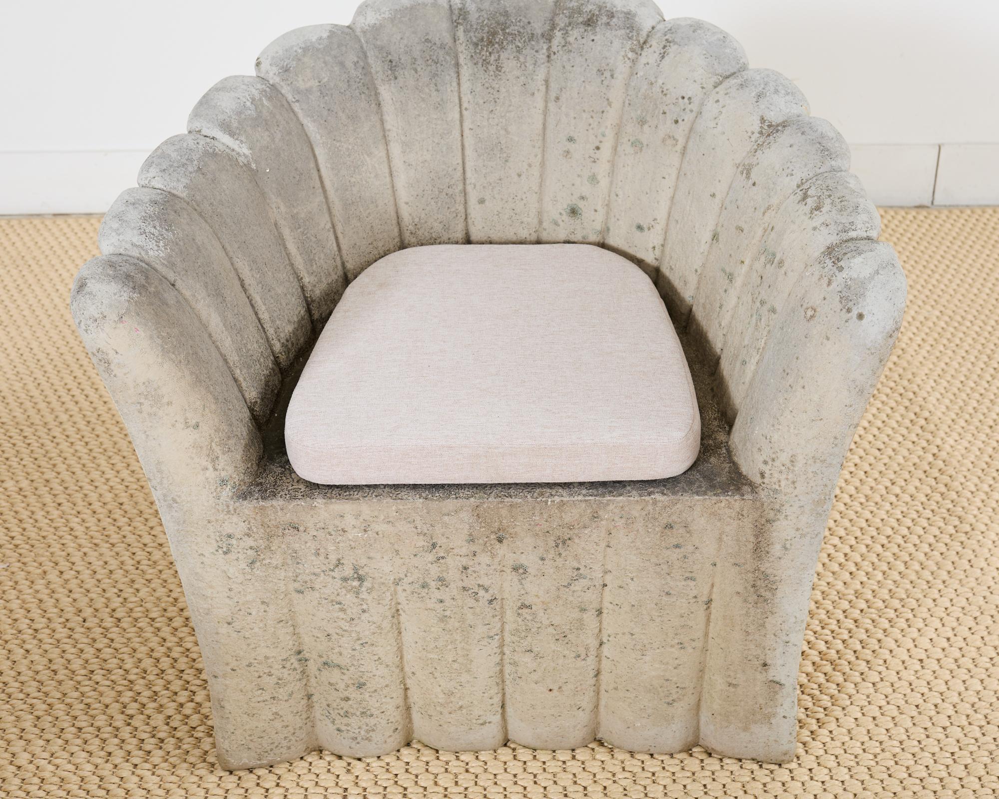 Set of Four Michael Taylor Style Faux Stone Tulip Garden Chairs 13
