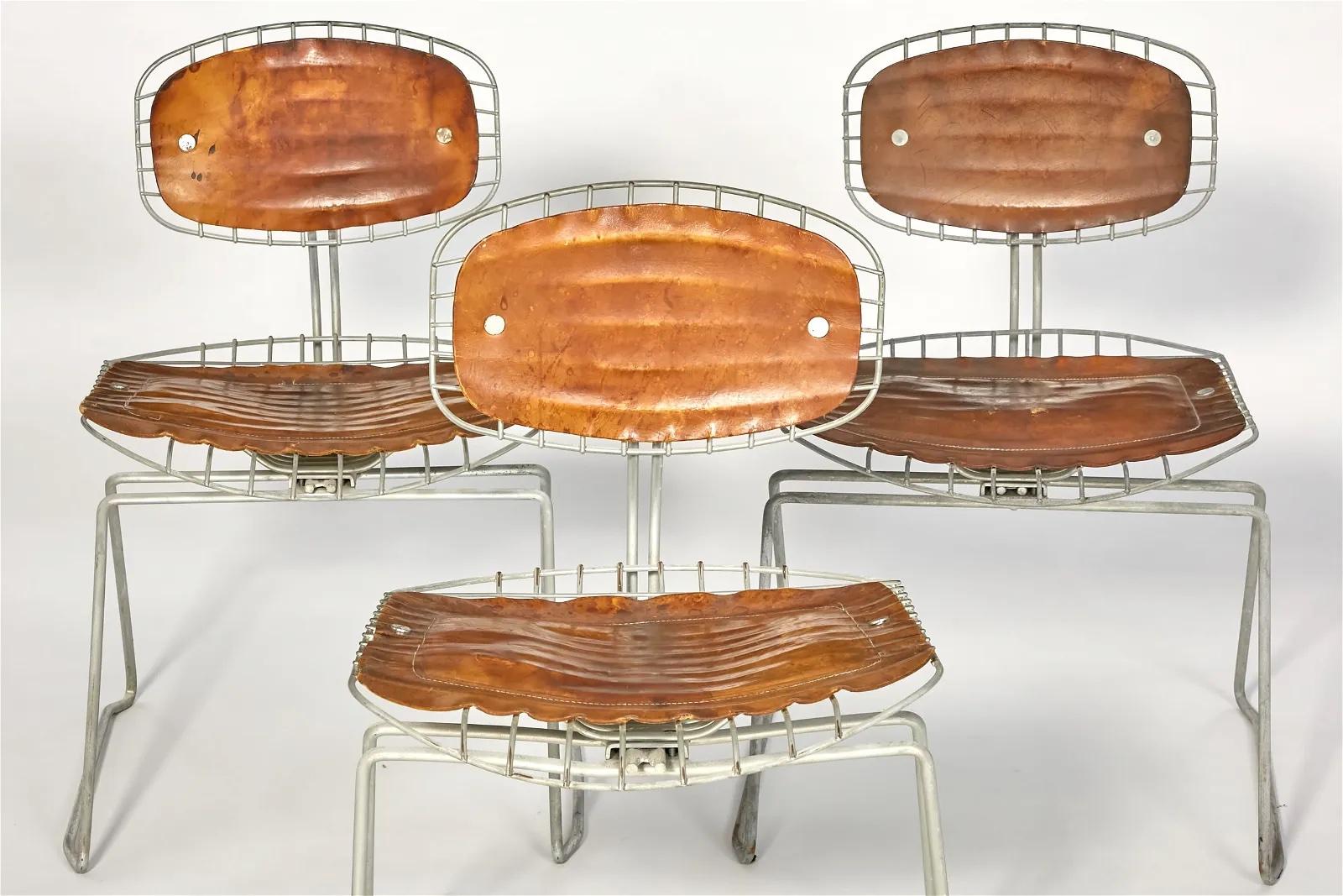 Set von vier Michel-Sesseln  Cadestin & Georges Laurent Beaubourg Stühle  (Moderne der Mitte des Jahrhunderts)