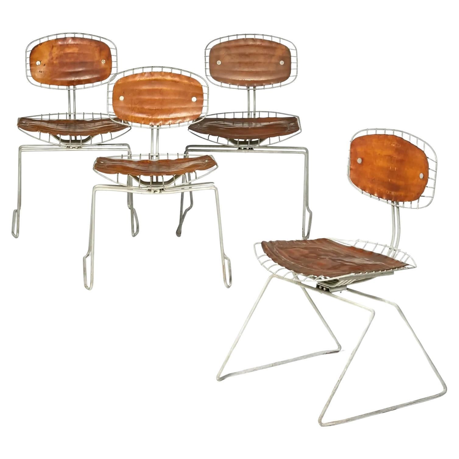 Set von vier Michel-Sesseln  Cadestin & Georges Laurent Beaubourg Stühle 