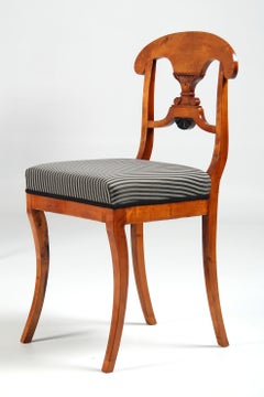 Set Of Four Mid 19th Century Biedermeier Dining Chairs, Birch, Sweden circa 1840