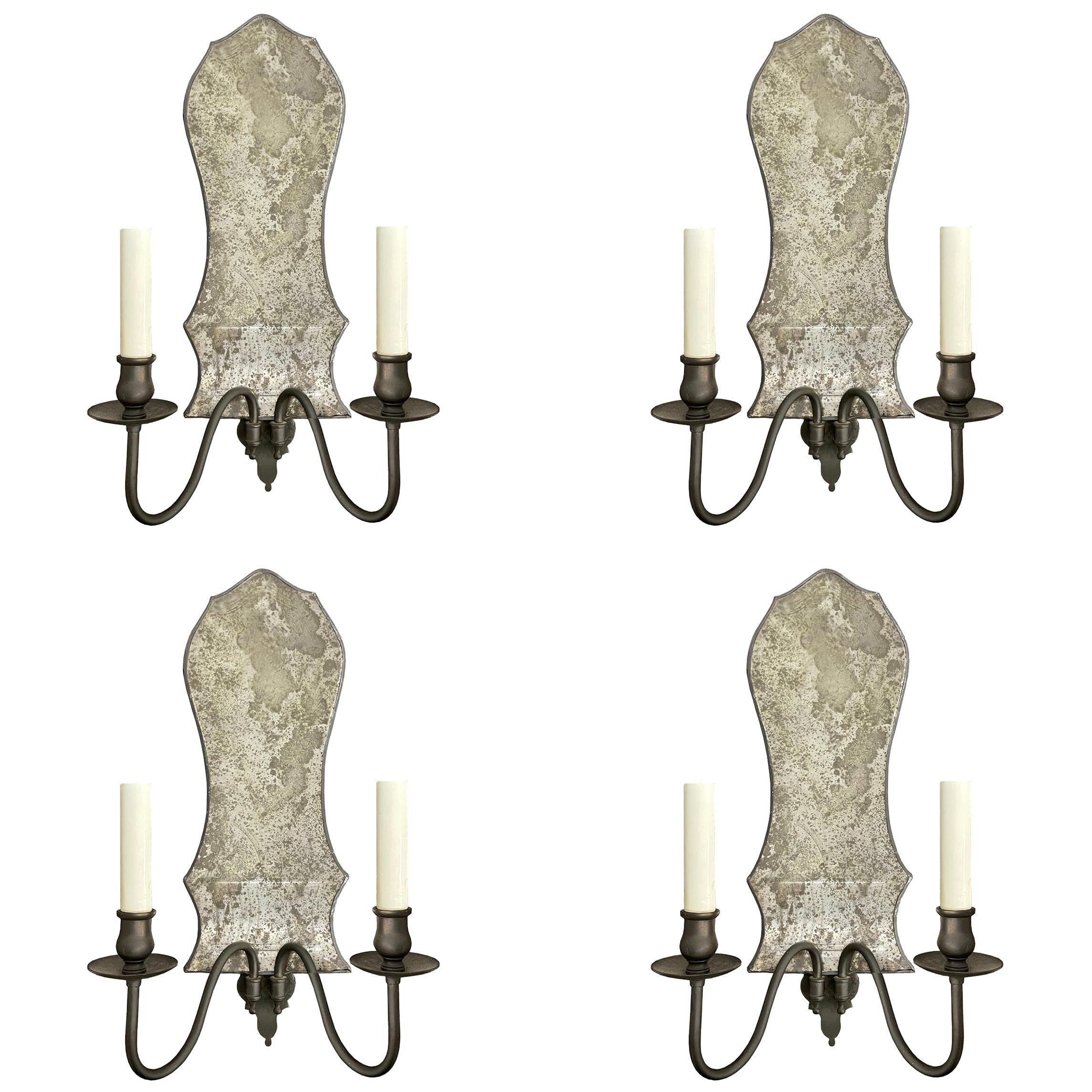 Set of Four Mid-20th Century American Two-Arm Sconces