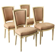 Set of Four Mid-20th Century French Louis XVI Style Painted Dining Chairs