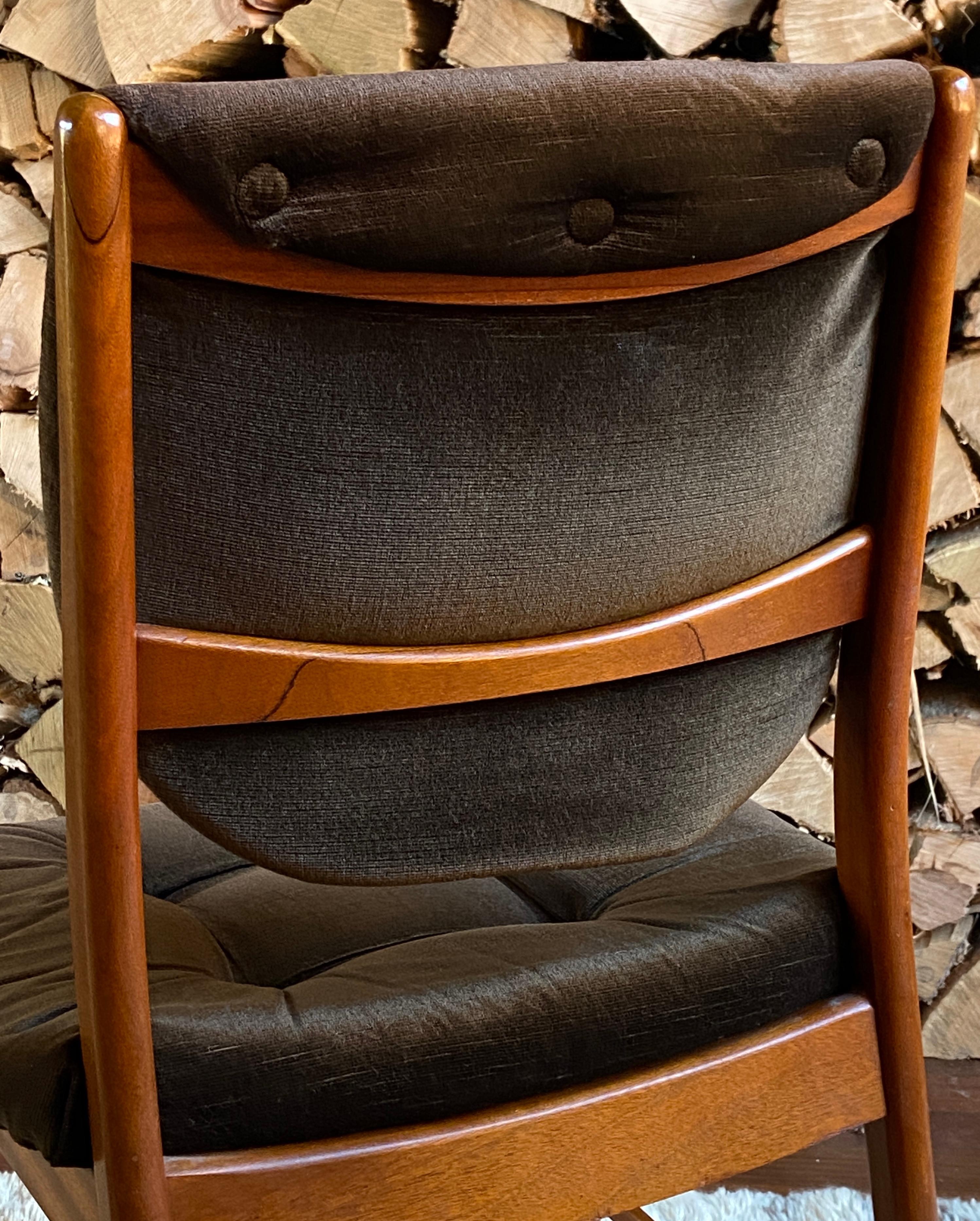 Set of four mid century 1970's teak and velvet dining chairs by A.H. Mcintosh For Sale 3