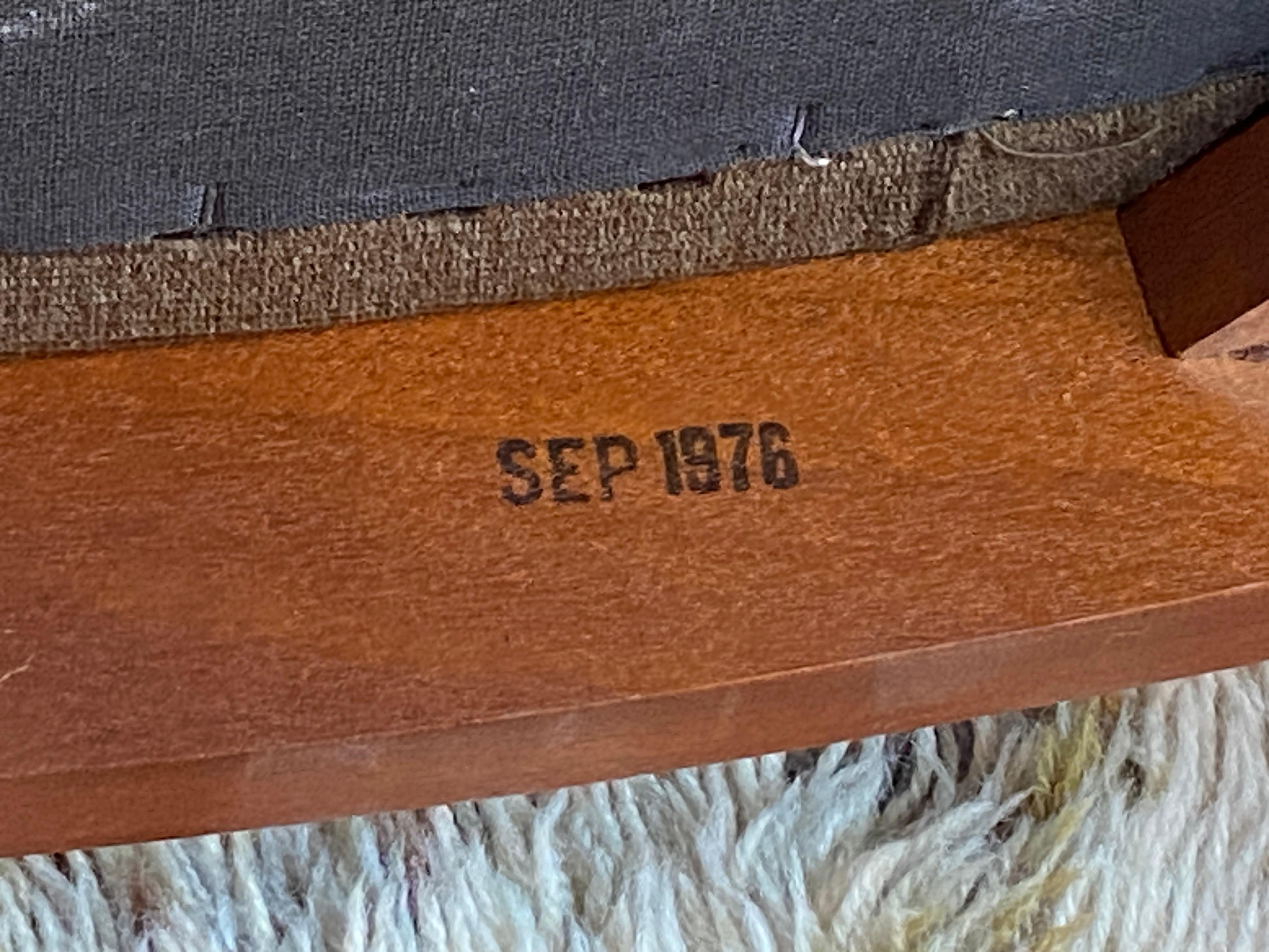 Set of four mid century 1970's teak and velvet dining chairs by A.H. Mcintosh For Sale 4